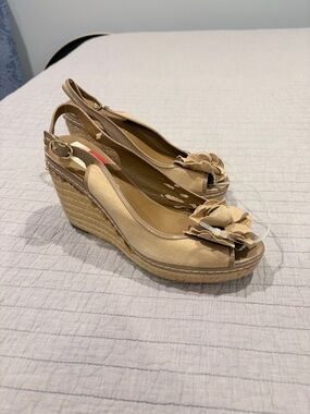 Franco Sarto Espadrille Wedges Slingback Beige 10M NWT